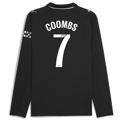 Manchester City Away Jersey 2025/26 Long Sleeve With COOMBS 7 Printing