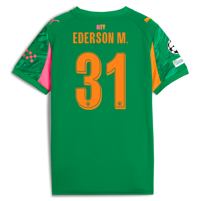 Manchester City Keeper Shirt Kinderen 2025/26 met EDERSON M. 31 bedrukking green -Bekijk alle Man City t-shirts online - Officiële Manchester City FC shop