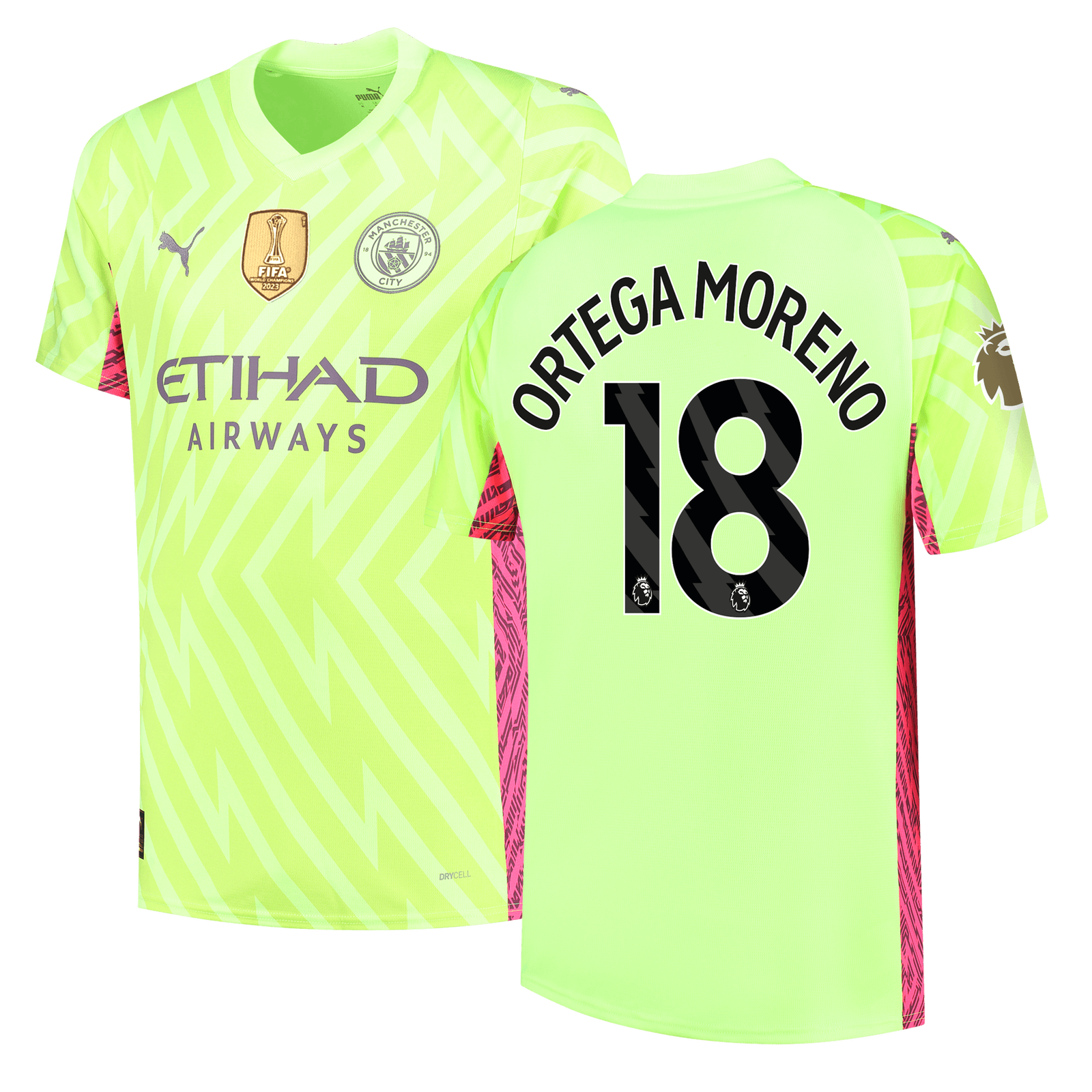 Manchester City Goalkeeper Jersey 2023 24 with ORTEGA MORENO 18 printing