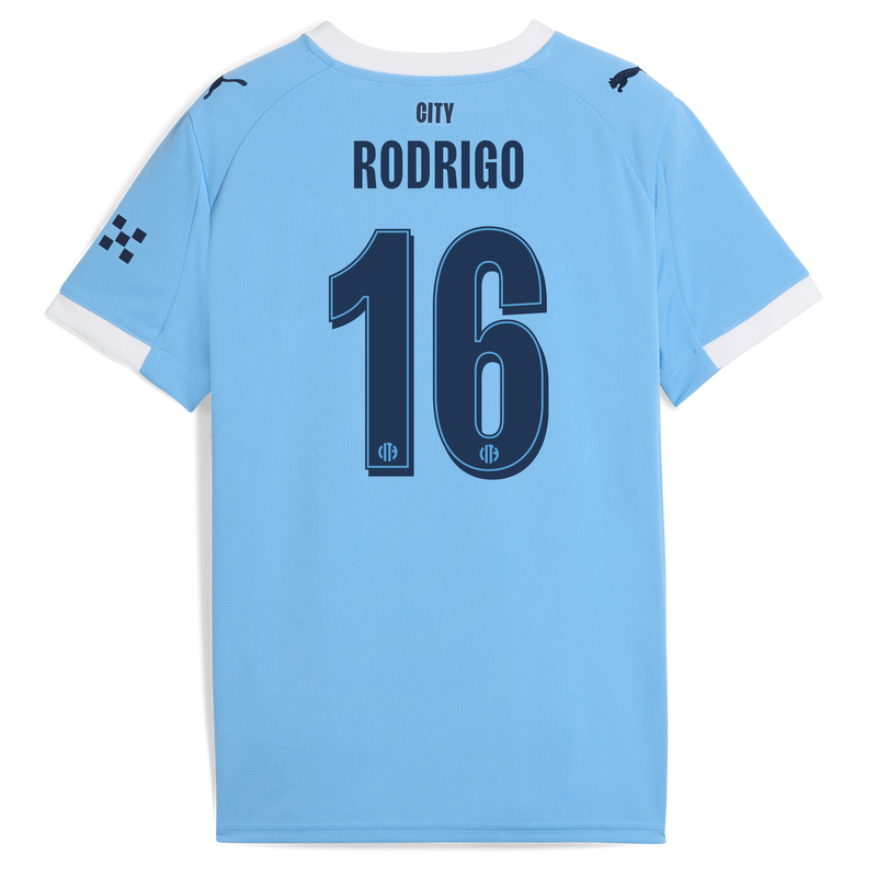 Kids' Man City Home Jersey 2025/26 With RODRIGO 16 Printing  blue unisex - Size 11/12 from polyester  - Official Manchester City FC store