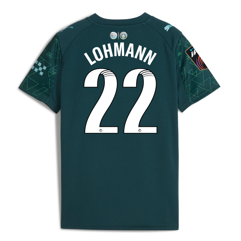 Kids' Man City EA SPORTS FC Jersey 2025/26 With LOHMANN 22 Printing green - Check out all Manchester City t-shirts online