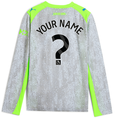 Kids' Manchester City Third Jersey 2025/26 Long Sleeve With Custom Printing