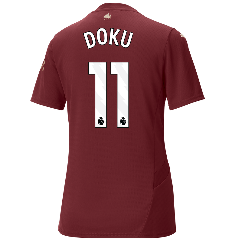 Women's Man City 3rd Jersey 24/25 With DOKU 11 Printing burgundy - Size M from polyester for females  - Official Manchester City FC store