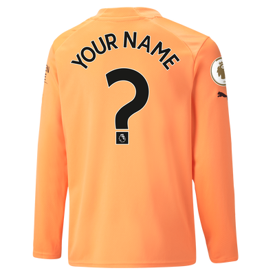 Kids' Manchester City Goalkeeper Jersey 2022/23 Long Sleeve with custom printing