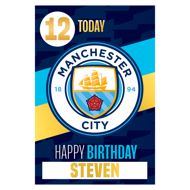 MCFC NAME BIRTHDAY CARD - navy