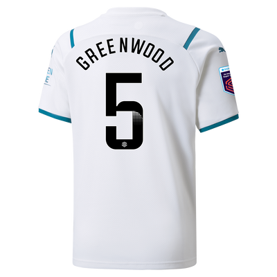 Kids Manchester City Away Shirt 21/22 with Alex Greenwood printing