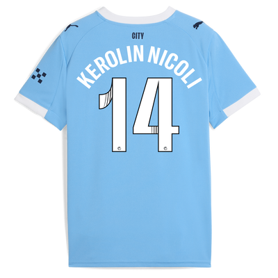 Kids' Manchester City Home Jersey 2025/26 With KEROLIN NICOLI 14 Printing