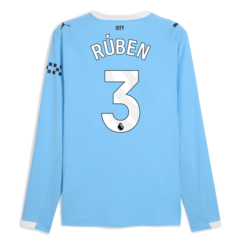 Man City Home Authentic Jersey 2025/26 Long Sleeve With RÚBEN 3 Printing  blue - Size 3XL from polyester for males  - Official Manchester City FC store