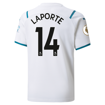 Kids Manchester City Away Shirt 21/22 with Aymeric Laporte printing