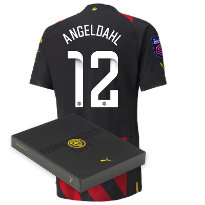 Manchester City Authentic Away Jersey 2022/23 with ANGELDAHL 12 printing in Gift Box