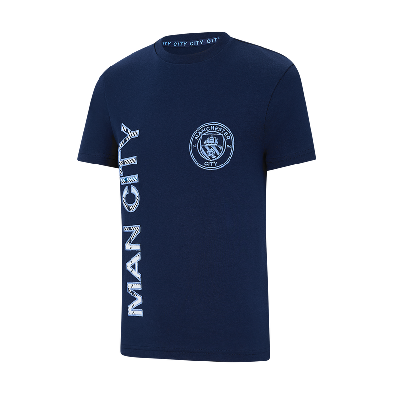 MCFC KIDS SS CHECK PJ - navy