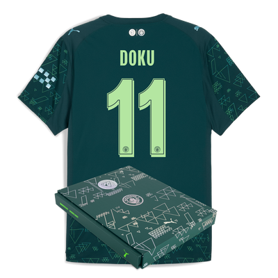 Manchester City EA SPORTS FC Camiseta Auténtica 2025/26 con estampado DOKU 11 en caja de regalo