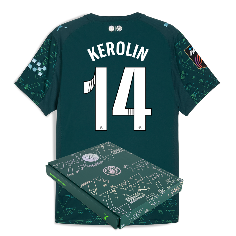 Man City EA SPORTS FC Authentic Jersey 2025/26 With KEROLIN 14 Printing in Gift Box green - Check out all Manchester City t-shirts online