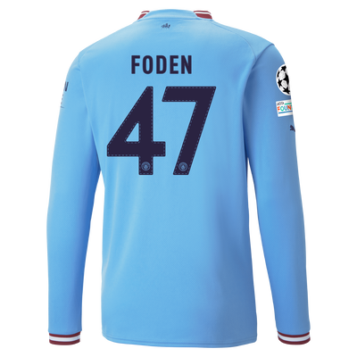 Manchester City Home Jersey 22/23 Long Sleeve with FODEN 47 printing