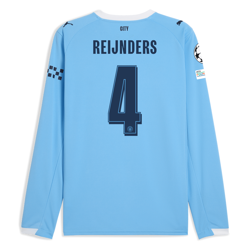 Man City Home Jersey 2025/26 Long Sleeve With REIJNDERS 4 Printing  blue - Check out all Manchester City t-shirts online - Official Manchester City FC store