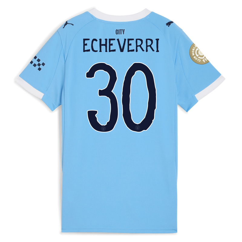 Manchester City Thuisshirt Dames 2025/26  en ECHEVERRI 30 bedrukking  blauw - Maat XL van polyester voor dames  - Officiële Manchester City FC shop