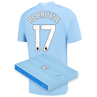 Manchester City Authentic Home Jersey 2023/24 with DE BRUYNE 17 printing in Gift Box