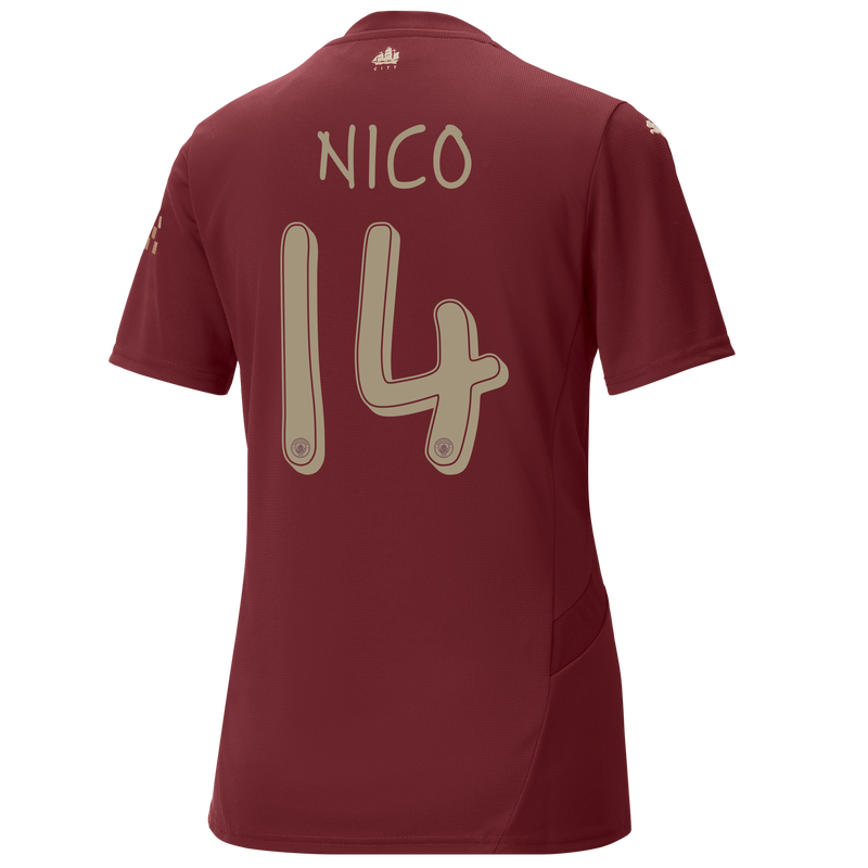 Women's Man City 3rd Jersey 24/25 With NICO 14 Printing burgundy - Size XL from polyester for females  - Official Manchester City FC store