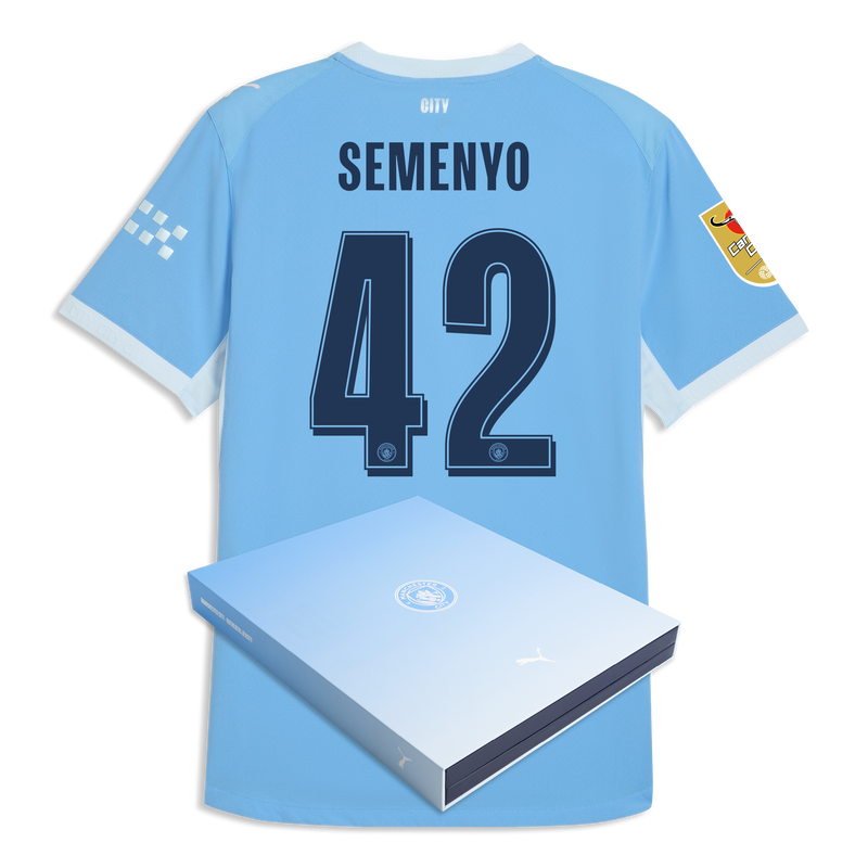 Man City Home Authentic Jersey 2026/27 With SEMENYO 42 Printing in Gift Box  blue-icy blue - Size XXL from polyester for males