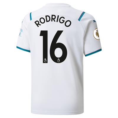 Kids Manchester City Away Shirt 21/22 with Rodrigo printing