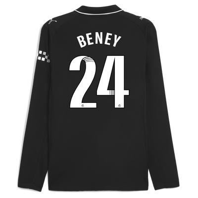 Manchester City Away Authentic Jersey 2025/26 Long Sleeve With BENEY 24 Printing
