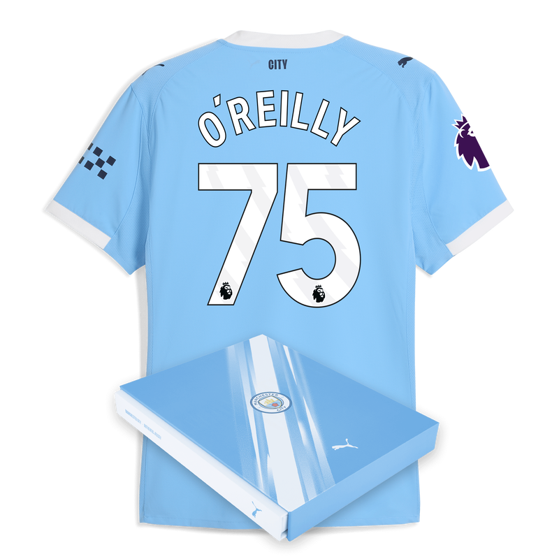 Man City Home Authentic Jersey 2025/26 With O'REILLY 75 Printing in Gift Box  blue - Size 3XL from polyester for males  - Official Manchester City FC store
