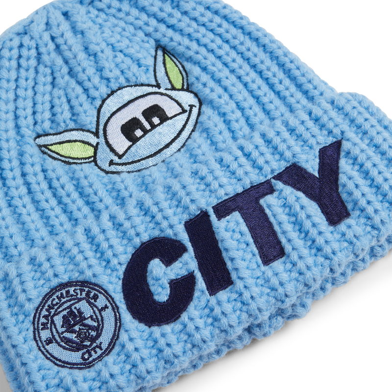 MCFC KIDS CHUNKY KNIT BEANIE - blue