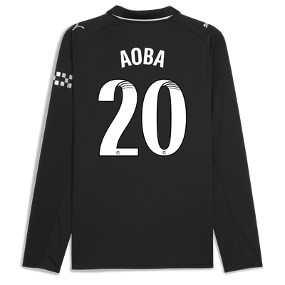 Manchester City Away Jersey 2025/26 Long Sleeve With AOBA 20 Printing