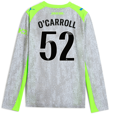Kids' Manchester City Third Jersey 2025/26 Long Sleeve With O'CARROLL 52 Printing