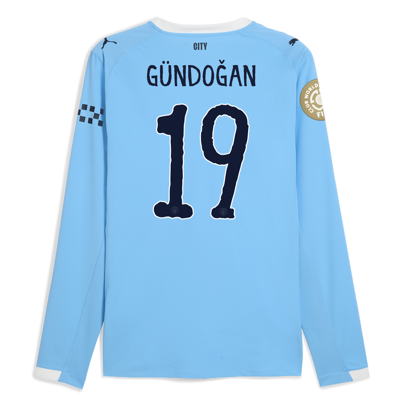 Man City Home Authentic Jersey 2025/26 Long Sleeve With GÜNDOĞAN 19 Printing  blue - Check out all Manchester City t-shirts online