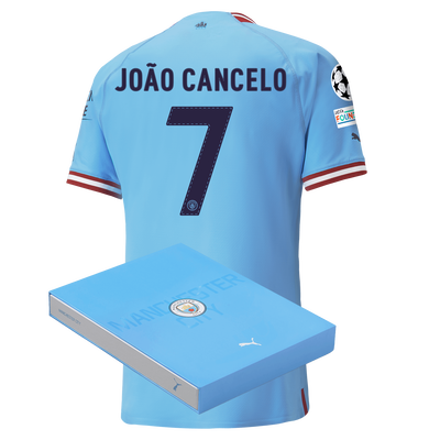Manchester City Authentic Home Jersey 22/23 with JOÃO CANCELO 27 printing in Gift Box