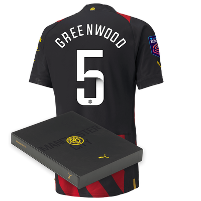 Camiseta Authentic 2ª Equipación Manchester City 2022/23 con estampado de GREENWOOD en caja de regalo