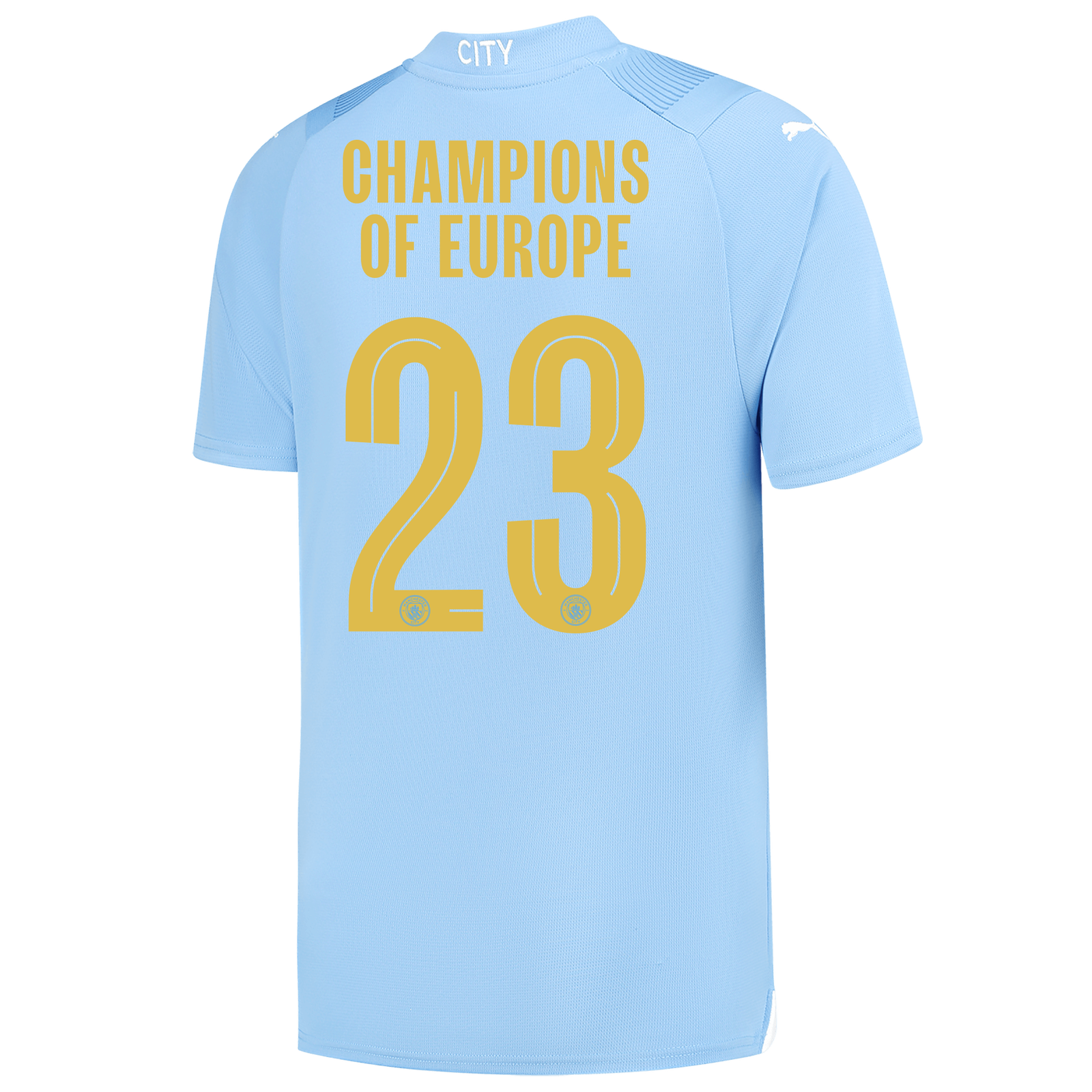 Fern FALSK tub Manchester City Home Jersey 2023/24 with CHAMPIONS OF EUROPE 23 printing |  Official Man City Store