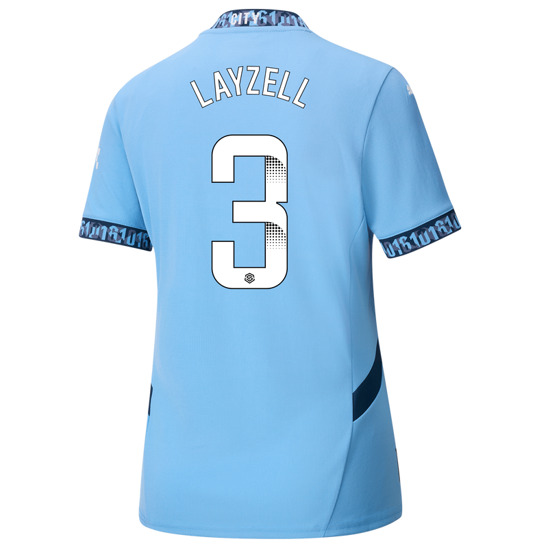 Women s Manchester City Home Jersey 2024 25 With LAYZELL 3 Printing Official Man City Store