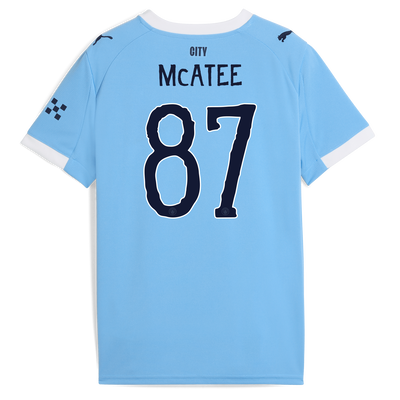 Camiseta local para niños del Manchester City 2025/26 con estampado McATEE 87
