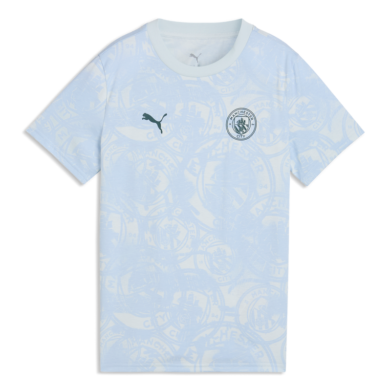 MCFC LW KIDS FTBLCULTURE TEE AOP - Sea Glass-Tropical Blue