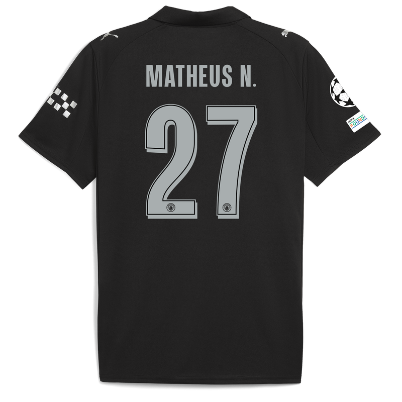 Man City Away Jersey 2025/26 With MATHEUS N. 27 Printing black - Check out all Manchester City t-shirts online - Official Manchester City FC store