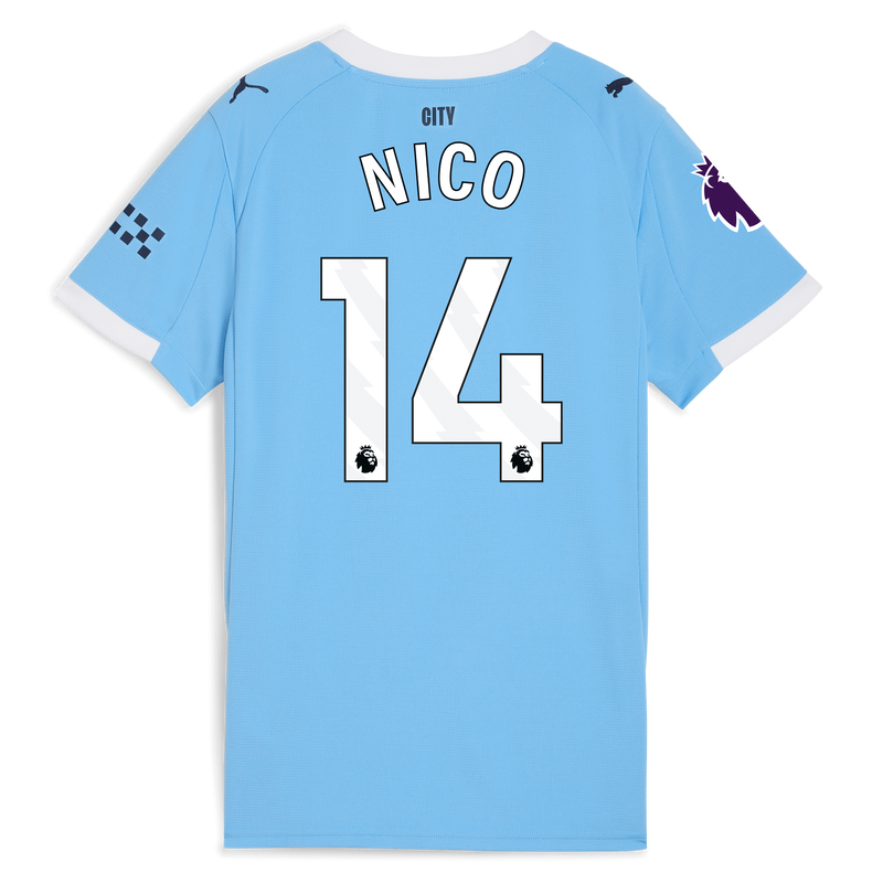 Women's Man City Home Jersey 2025/26 With NICO 14 Printing  blue - Size L from polyester for females  - Official Manchester City FC store