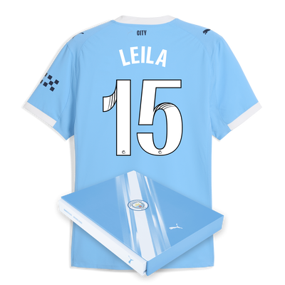 Manchester City Home Authentic Jersey 2025/26 With LEILA 15 Printing in Gift Box