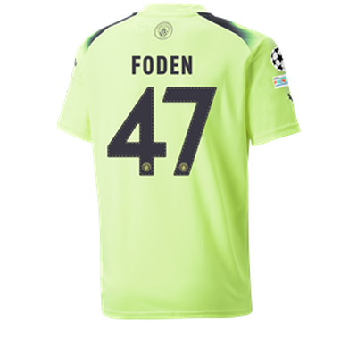 Kids' Manchester City Third Jersey 2022/23 with FODEN 47 printing
