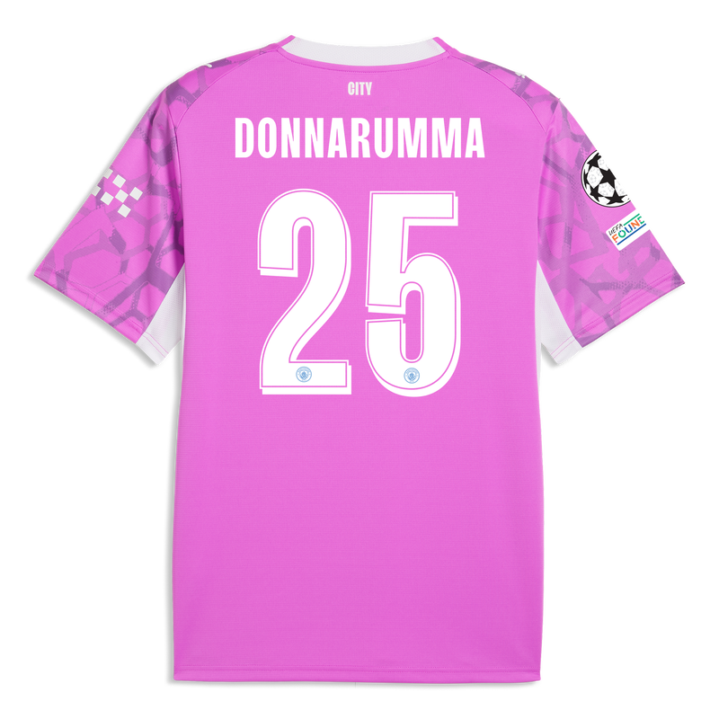 Manchester City keepersshirt voor dames 2026/27 met DONNARUMMA 25-bedrukking electric orchid-puma white -Bekijk alle Man City t-shirts online