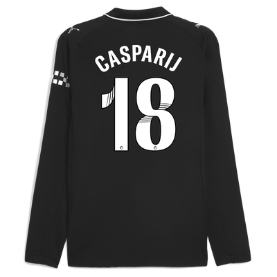 Manchester City Away Authentic Jersey 2025/26 Long Sleeve With CASPARIJ 18 Printing