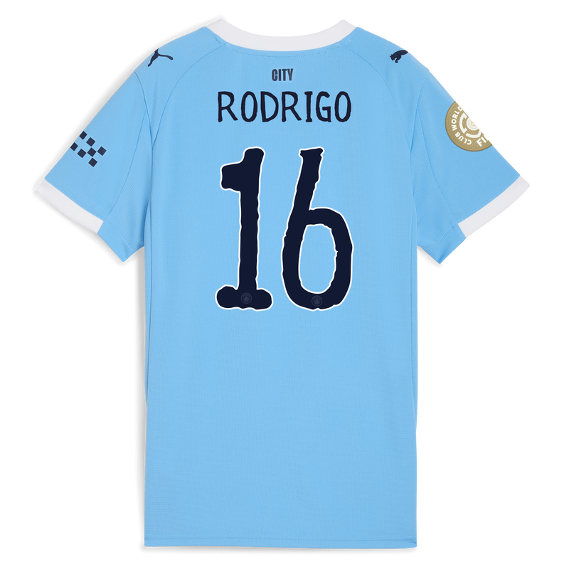 Women's Man City Home Jersey 2025/26 With RODRIGO 16 Printing  blue - Check out all Manchester City t-shirts online - Official Manchester City FC store