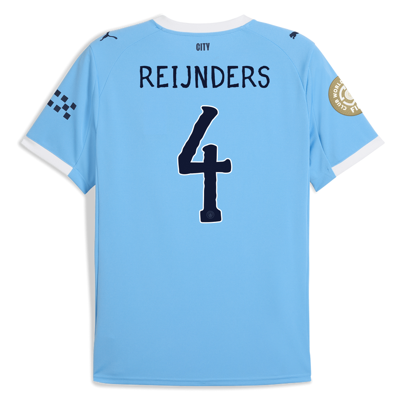 Man City Home Jersey 2025/26 With REIJNDERS 4 Printing  blue - Size S from polyester for males  - Official Manchester City FC store