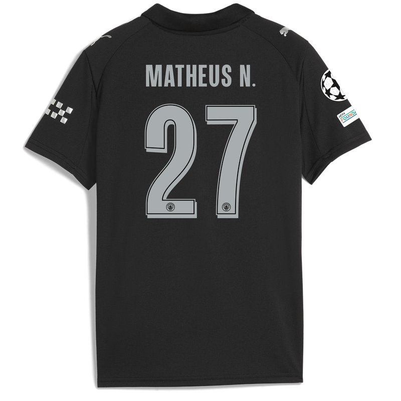 Kids' Man City Away Jersey 2025/26 With MATHEUS N. 27 Printing black - Check out all Manchester City t-shirts online - Official Manchester City FC store