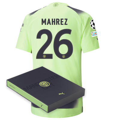 Manchester City Authentic Third Jersey 2022/23 with MAHREZ 26 printing in Gift Box