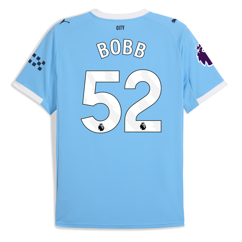 Man City Home Jersey 2025/26 With BOBB 52 Printing  blue - Check out all Manchester City t-shirts online - Official Manchester City FC store