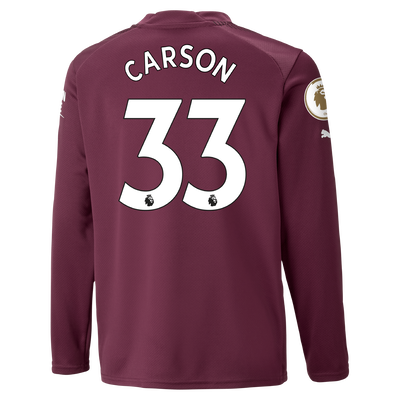 Kids Manchester City Keepershirt 2022/23 met lange mouwen en met CARSON 33 bedrukking