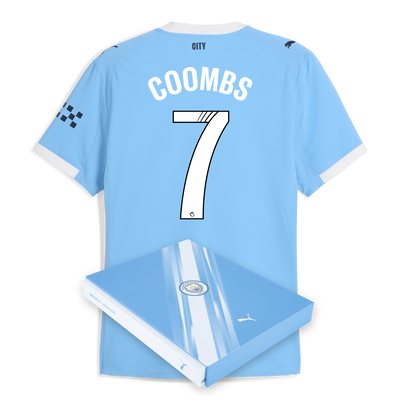 Manchester City Home Authentic Jersey 2025/26 With COOMBS 7 Printing in Gift Box