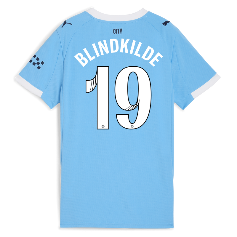 Women's Man City Home Jersey 2025/26 With BLINDKILDE 19 Printing  blue - Size XS from polyester for females  - Official Manchester City FC store